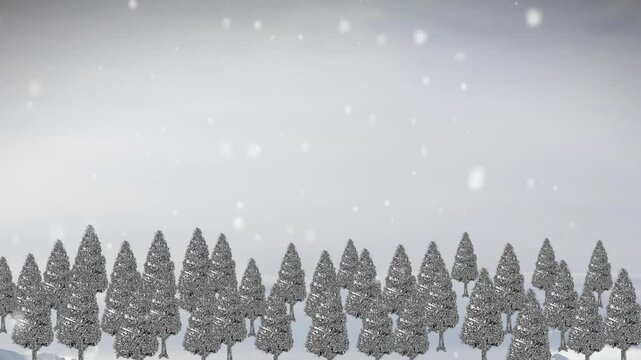 winter landscape with snow, Chrome trees and snow fall background