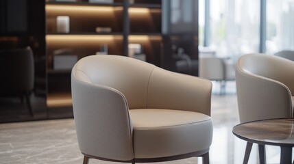 Elegant Beige Armchairs in Modern Lobby