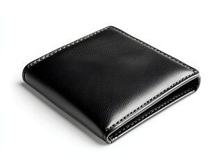 black leather wallet isolated on white