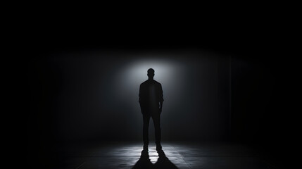 Obraz premium The Profound Serenity: A Silhouette of Human Contemplation Amidst Descending Dusk