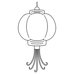 Simple Black Outline Of A Traditional Chinese Lantern, Vector Illustration For Chinese New Year Celebration