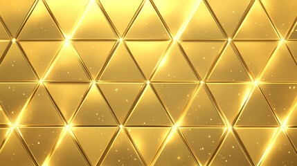 golden, A golden background with triangular patterns, a high-end and minimalist style, diamond-shaped light effects on the surface of each triangle, creating an elegant atmosphere.