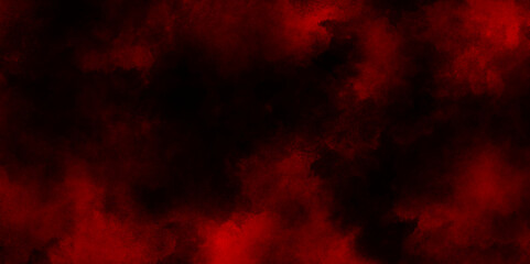 Red powder explosion cloud on black for any design and design related works, bloody red grunge texture scratched background, black background with billowing red smoke with stains.