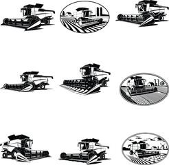 Naklejka premium Combine Harvester Svg, USA Harvest Svg