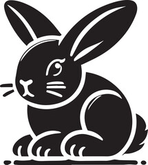 Obraz premium Silhouette of Rabit isolated with white background