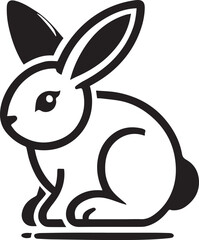 Silhouette of Rabit isolated with white background