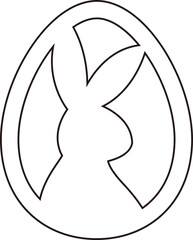 Easter egg shape with bunny pattern outline.
Simple cute  Easter egg coloring drawing.
Isolated  laser Cut Easter egg with bunny.
Transparent background.