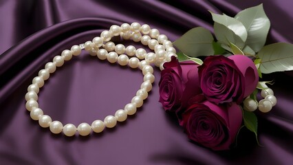 Obraz premium A luxury wallpaper background of roses and petals on silk fabric for weddings, birthdays, love, romantic, Valentine themes, and concepts.