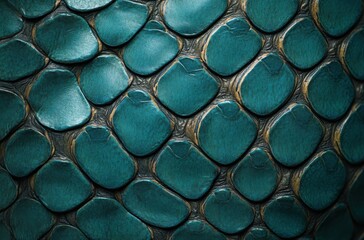 Close-Up View of Textured Teal Leather with Circular Patterns and Glossy Finish, Perfect for Fashion, Interior Design, or Artistic Backgrounds
