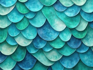 Colorful Abstract Pattern of Overlapping Teal Scales Creating a Dynamic Textured Surface for Digital Art or Graphic Design Backgrounds