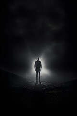 The Profound Serenity: A Silhouette of Human Contemplation Amidst Descending Dusk