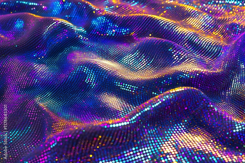 Canvas Prints 3d render metallic liquid background. abstract neon texture. rainbow 3d holographic foil. wavy gloss