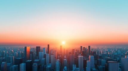 Fototapeta premium A breathtaking city skyline at sunrise, with vibrant colors illuminating the buildings and creating a serene atmosphere.
