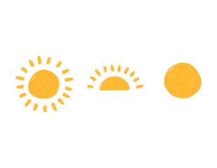 Sun, sunset Hand drawn illustration, Transparent background,