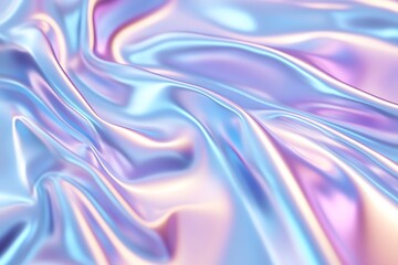 Fototapeta premium 3d render Metallic liquid background. Abstract neon texture. Rainbow 3d holographic foil. Wavy glossy surface in blue and purple colors Background 