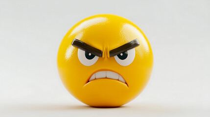 3D angry yellow face 