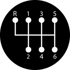 Car transmission icon vector in trendy black flat style. Gearbox symbol. Shifting lever symbol illustration. Manual transmission for UI design element isolated on transparent background.