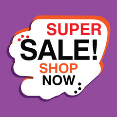 Super Sale Offer, Mega Deal Discounts, Advertising Poster Design With Flat Icon Loudspeaker