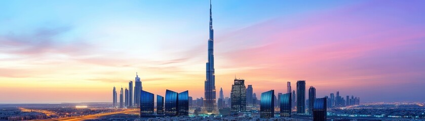 Fototapeta premium Captivating skyscraper featuring a striking brand logo against a clear blue sky, showcasing modern architecture.