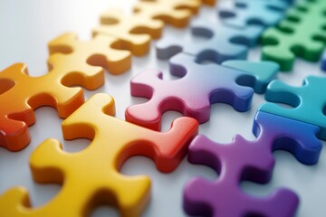Fototapeta premium Colorful puzzle pieces connected together