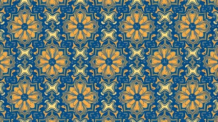 Traditional Gold and Turquoise Pattern for Fabric and Wallpaper