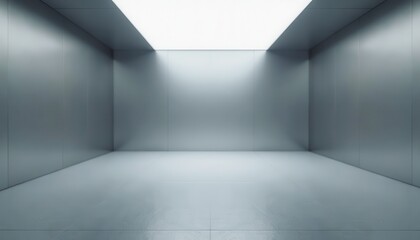 Fototapeta premium A futuristic silver gradient studio background with subtle lighting accents for product displays.