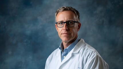 Fototapeta premium Portrait of a mature,gray-haired Caucasian businessman wearing a suit and glasses,looking serious and confident in a corporate office setting. The image conveys a sense of authority,experience.