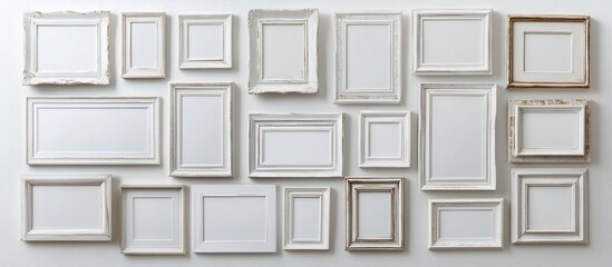 Gallery Wall of Empty White Frames: A Blank Canvas for Memories