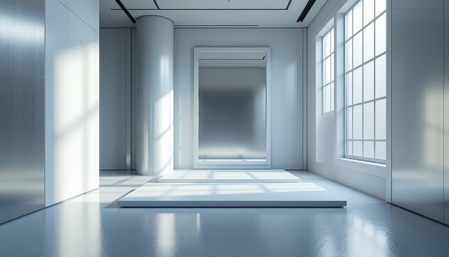 A reflective silver metallic studio with futuristic vibes for modern product shoots.