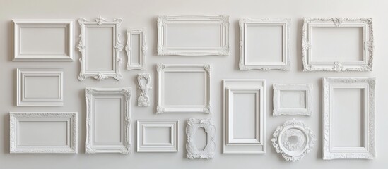Gallery Wall of White Ornate Frames