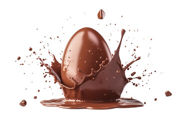chocolate easter egg splash isolated on white background PNG