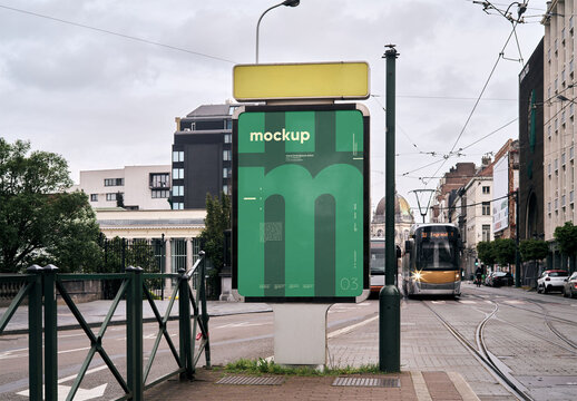 Mockup Of Vertical Customized Poster By Tram Tracks