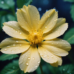 Fototapeta premium yellow flower with water drops