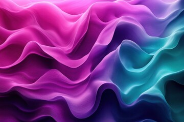 Obraz premium Abstract waves flowing in vibrant pink, purple, and teal tones with a fabric-like texture.