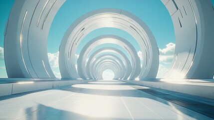 blue tunnel with light