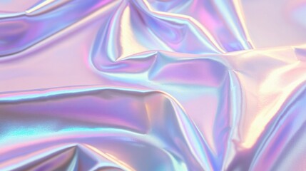 Obraz premium Iridescent fabric with pastel rainbow sheen, draped and flowing.