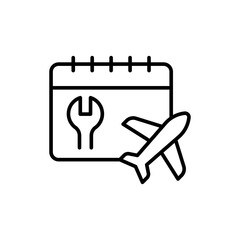 Aircraft repair schedule outline icons, minimalist vector illustration ,simple transparent graphic element .Isolated on white background