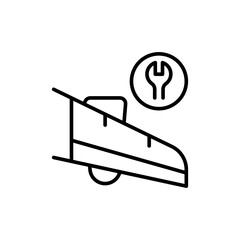 Aircraft wing repair outline icons, minimalist vector illustration ,simple transparent graphic element .Isolated on white background