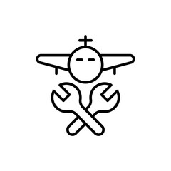 Aircraft repair outline icons, minimalist vector illustration ,simple transparent graphic element .Isolated on white background
