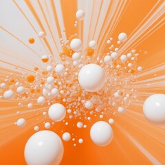 Abstract orange and white bubbles in motion: energetic and playful background