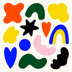 abstract shapes set of colorful splashes on white