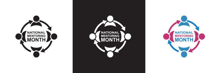 National Mentoring Month  template.  Celebrating Mentorship and Guidance. isolated on white and black background. vector illustration. EPS 10