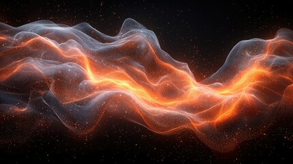 Obraz premium Abstract Glowing Waves Of Orange And White Particles