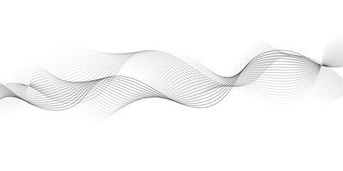 White wave curve lines banner background design. Abstract soft wave lines dynamic flowing gray light isolated background. Vector Illustration of the gray pattern of lines. Black stripes on white .