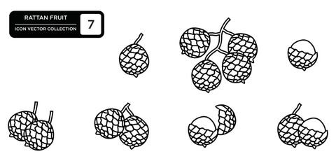 Rattan fruit icon collection, editable and resizable vector icon templates