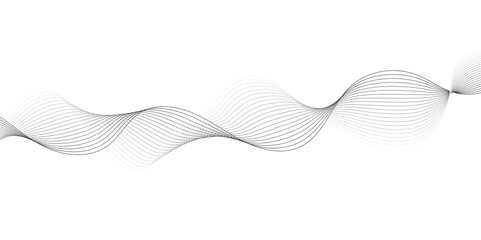 White wave curve lines banner background design. Abstract soft wave lines dynamic flowing gray light isolated background. Vector Illustration of the gray pattern of lines. Black stripes on white .