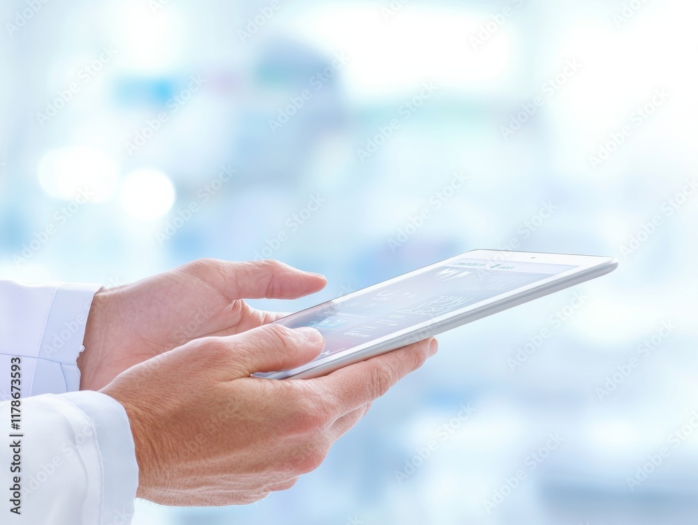 Aufkleber doctor utilizing digital tablet in modern hospital setting for efficient patient care