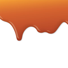 Melted caramel syrup pouring on white background graphic illustration have blank space.
