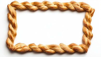 Twisted Bread Frame on Minimalistic White Background