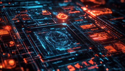 Obraz premium Cyber forensics AI icons depicting data recovery and threat tracing.